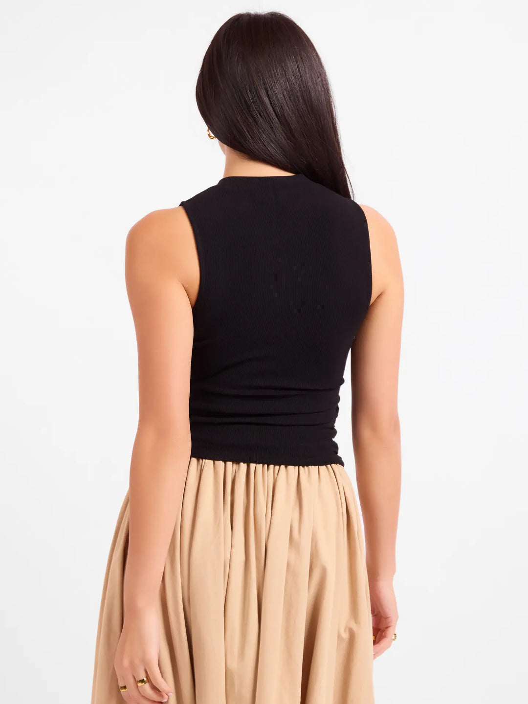 RONAN MOCK NECK RUCHED KNIT TANK