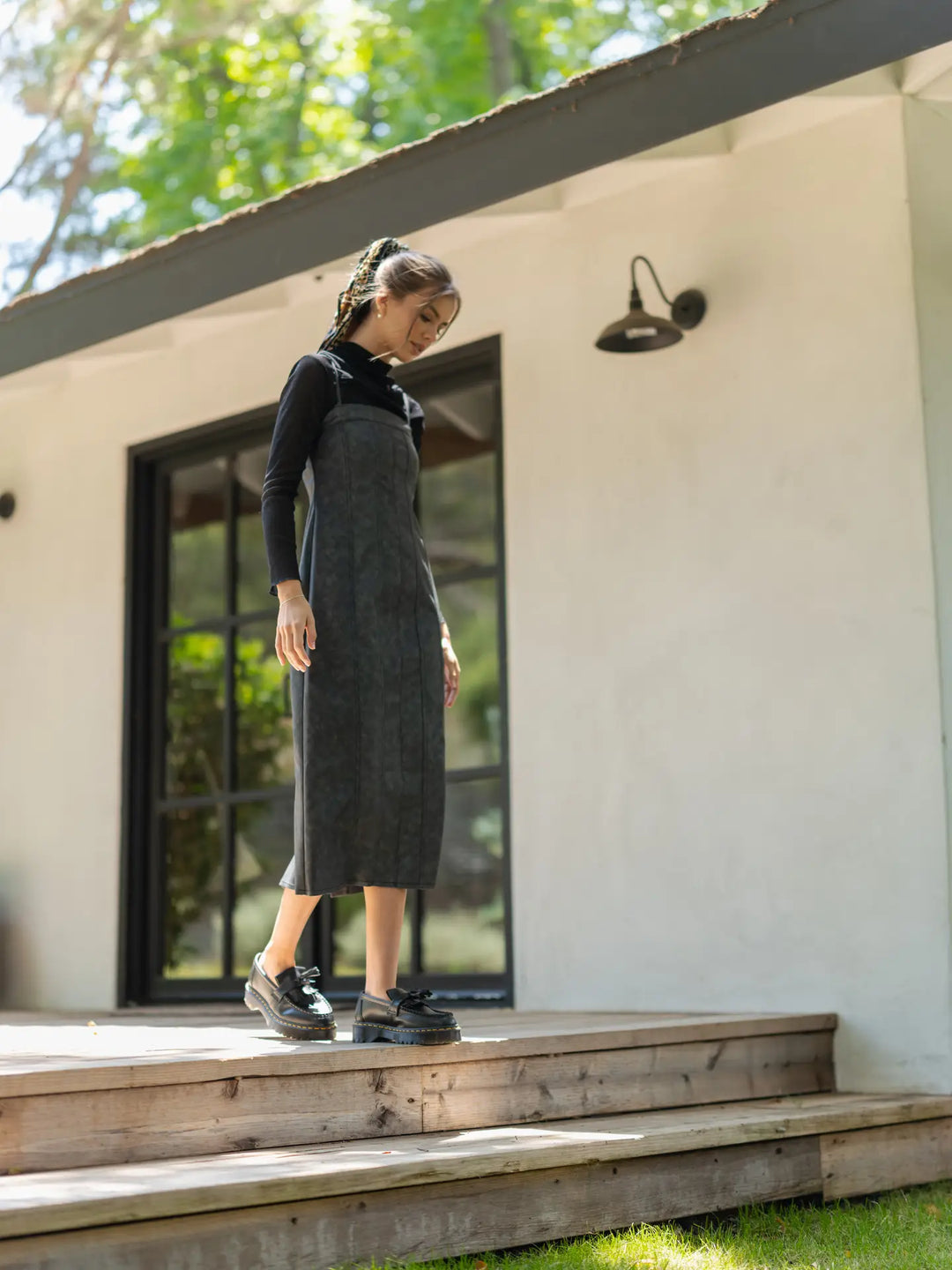 MINERAL WASH EFFECT PU DRESS