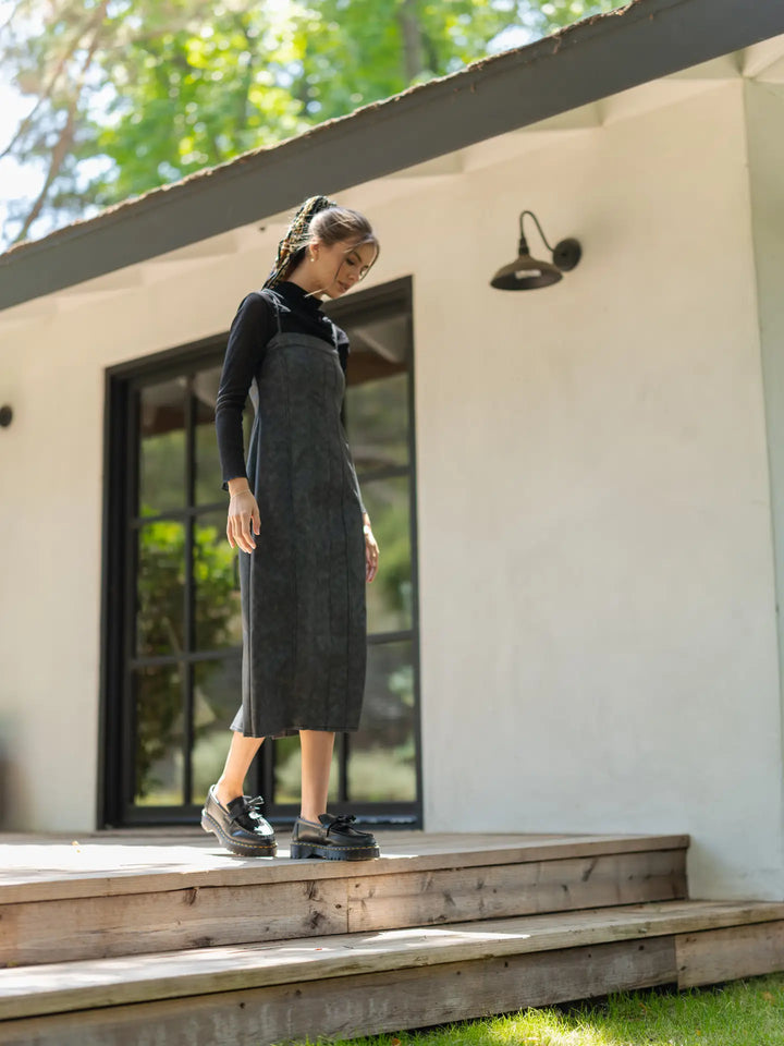 MINERAL WASH EFFECT PU DRESS