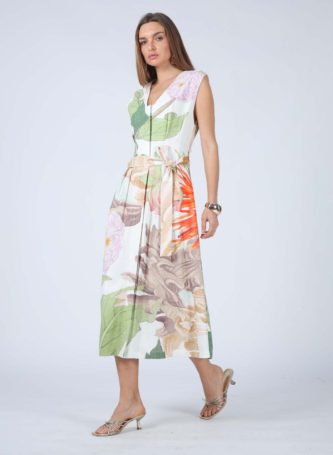 ALANA V-NECK A-LINE MIDI DRESS