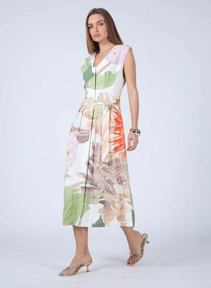 ALANA V-NECK A-LINE MIDI DRESS
