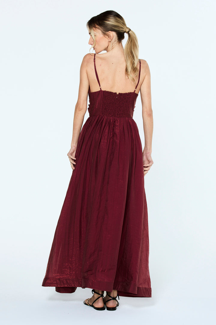 Sloane Plunge Neck Pleated Gown