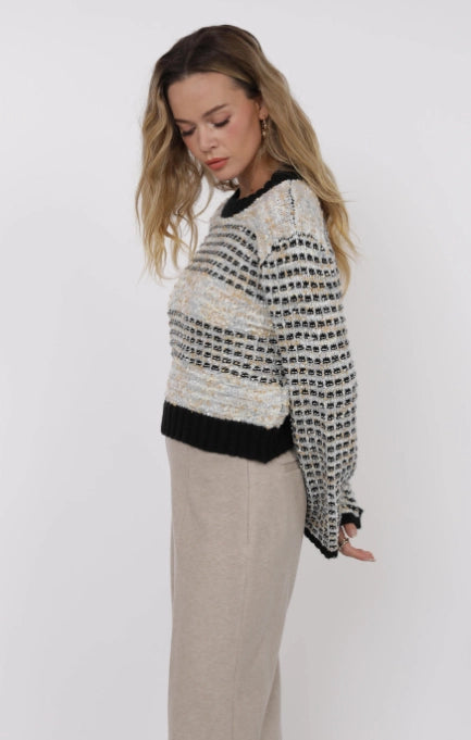 ELLINGTON MIXED YARN BELL SLEEVE SWEATER