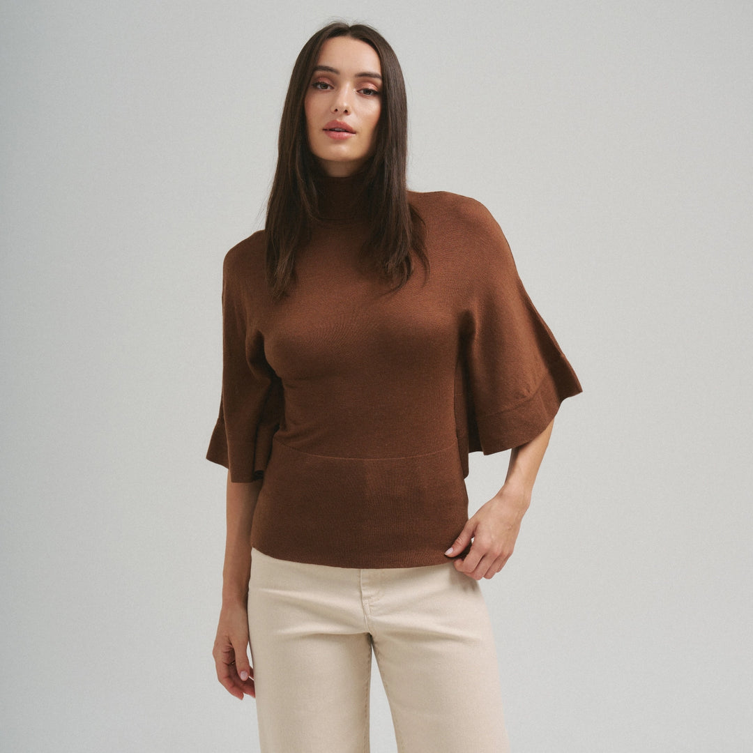 TURTLENECK HALF SLEEVE SWEATER