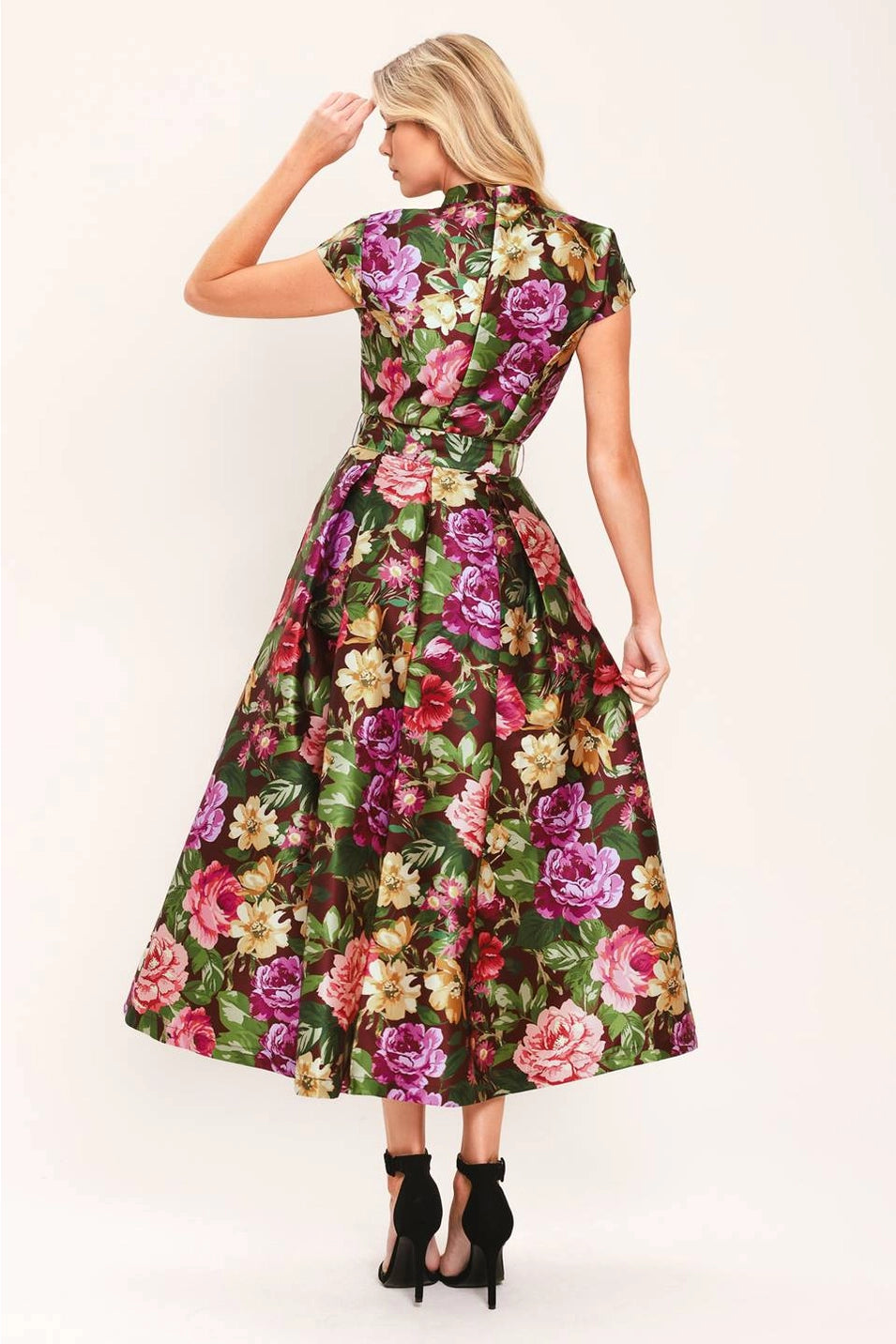 PRINTED WOVEN MIDI DRESS