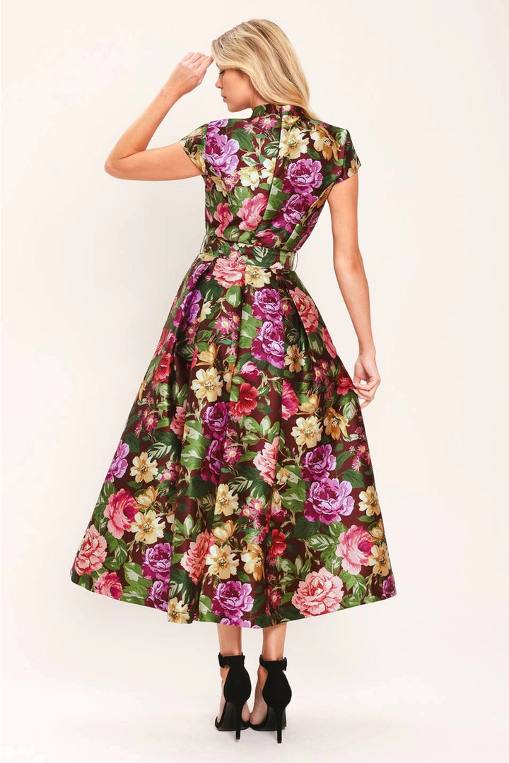 PRINTED WOVEN MIDI DRESS
