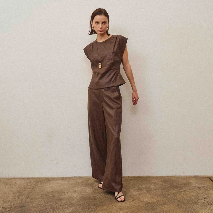VEGAN LEATHER TOP &amp; PANTS SET