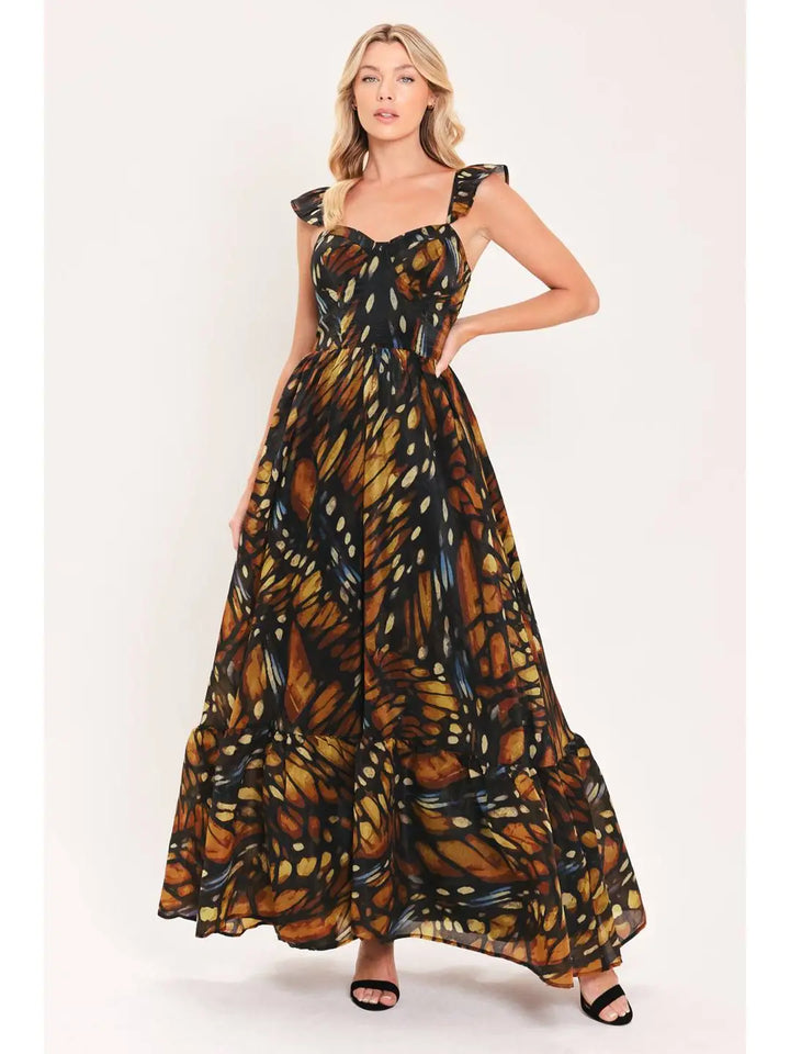 PRINTED WOVEN MAXI DRESS