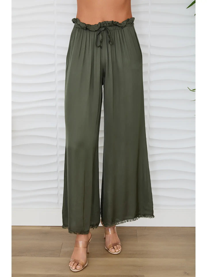 VISCOSE DRAWSTRING WAIST PALAZZO PANT