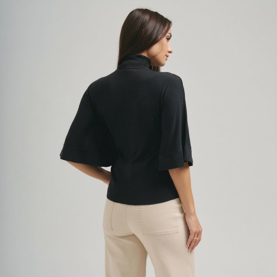 TURTLENECK HALF SLEEVE SWEATER