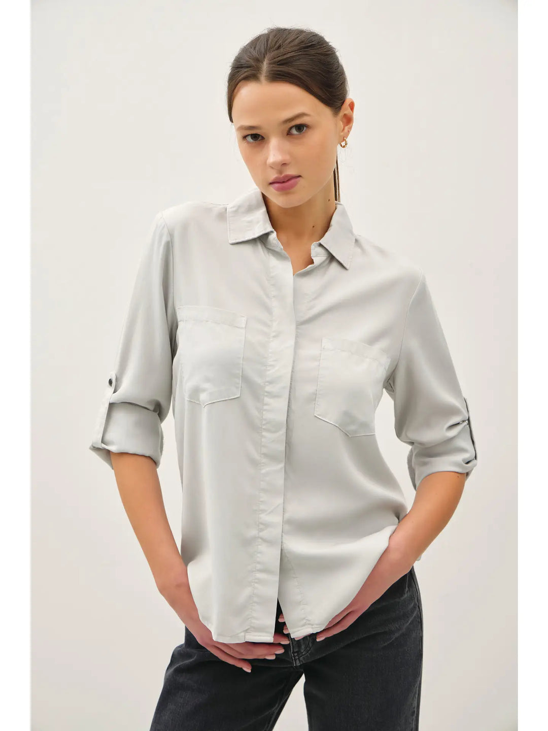 TENCEL ROLLED CUFF SHIRT