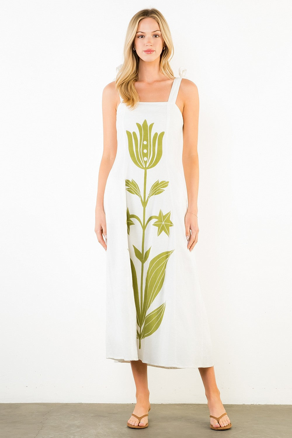 TIE STRAP MIDI DRESS