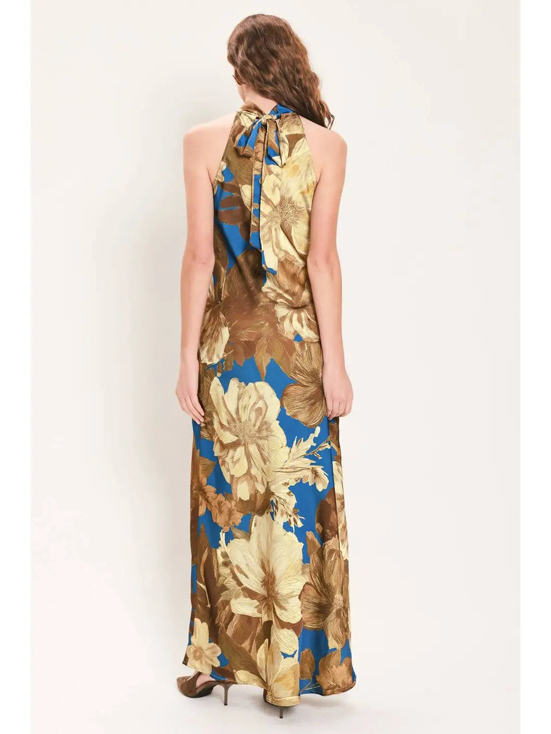 HALTER NECK FLORAL MAXI DRESS