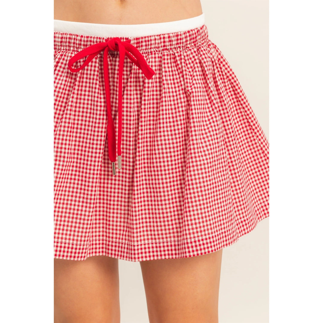 GINGHAM TIE-WAIST SKIRT