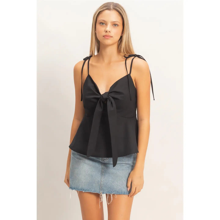 TIE FRONT SPAGHETTI STRAP TOP