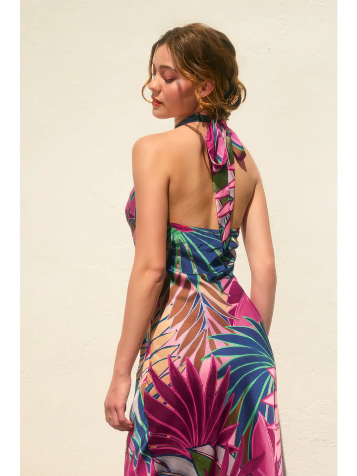 FINESSE HALTER NECK OPEN BACK MAXI DRESS