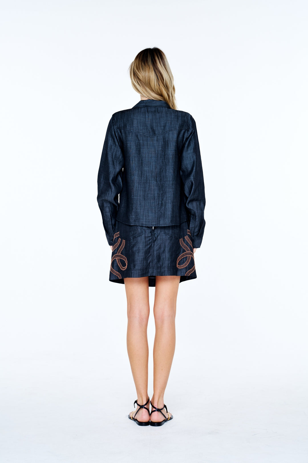 Mya EMB Denim Mini Skirt