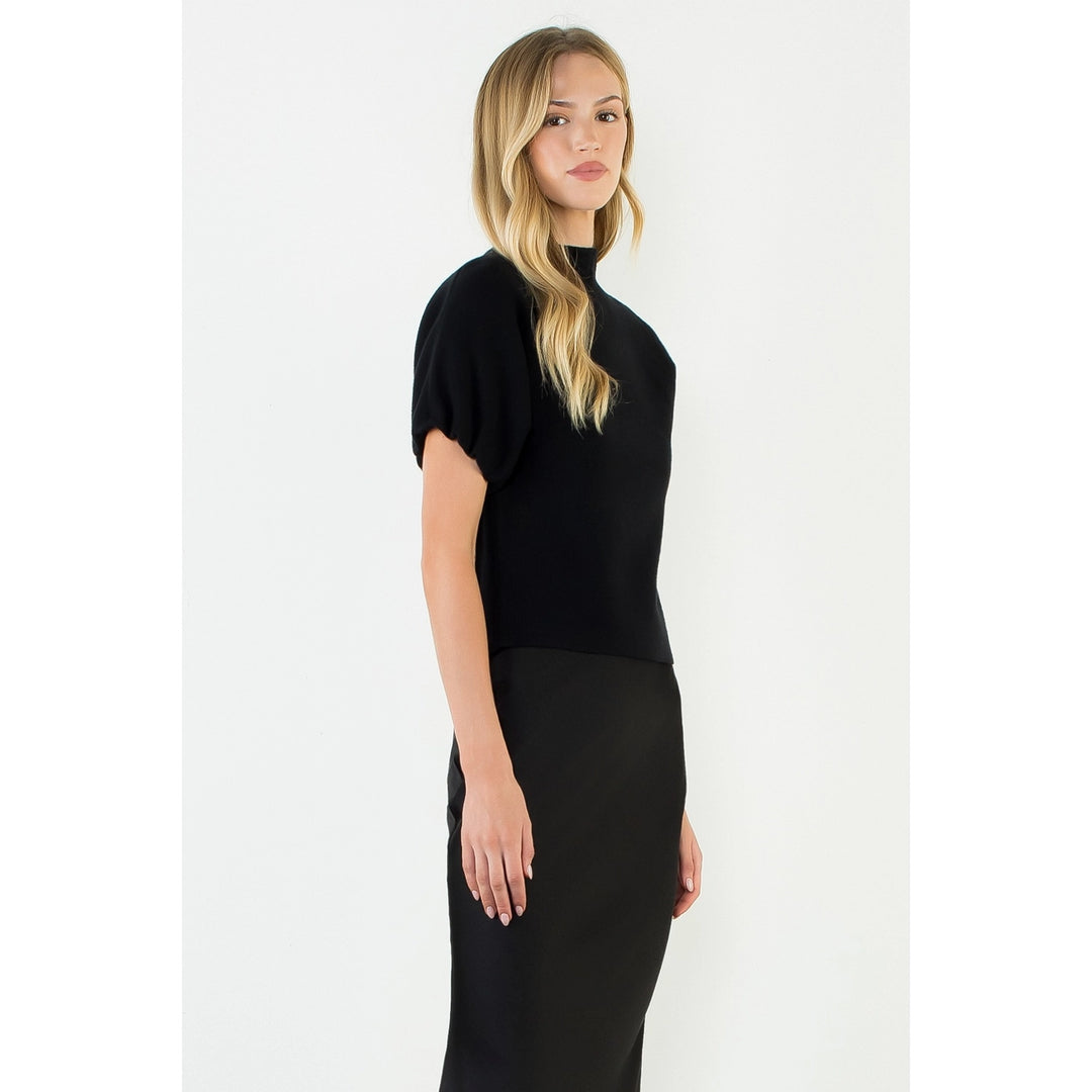 MOCK NECKLINE SUEDE TOP