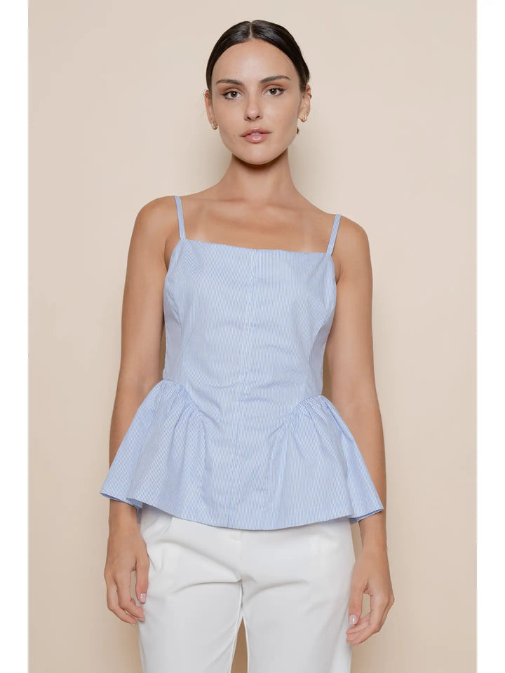 OPEN TIE BACK PEPLUM TANK TOP