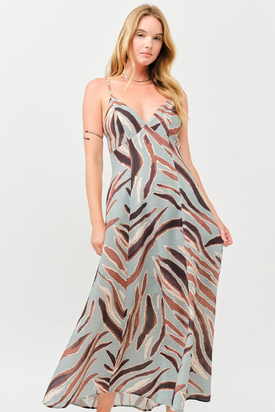 PRINTED OPEN BACK MAXI DRESS