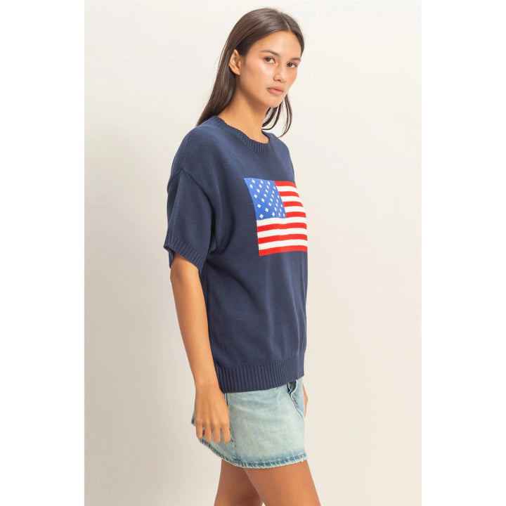 AMERICAN FLAG KNIT TOP