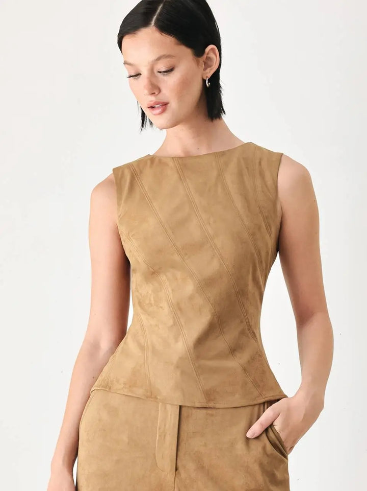 FAUX SUEDE TOP