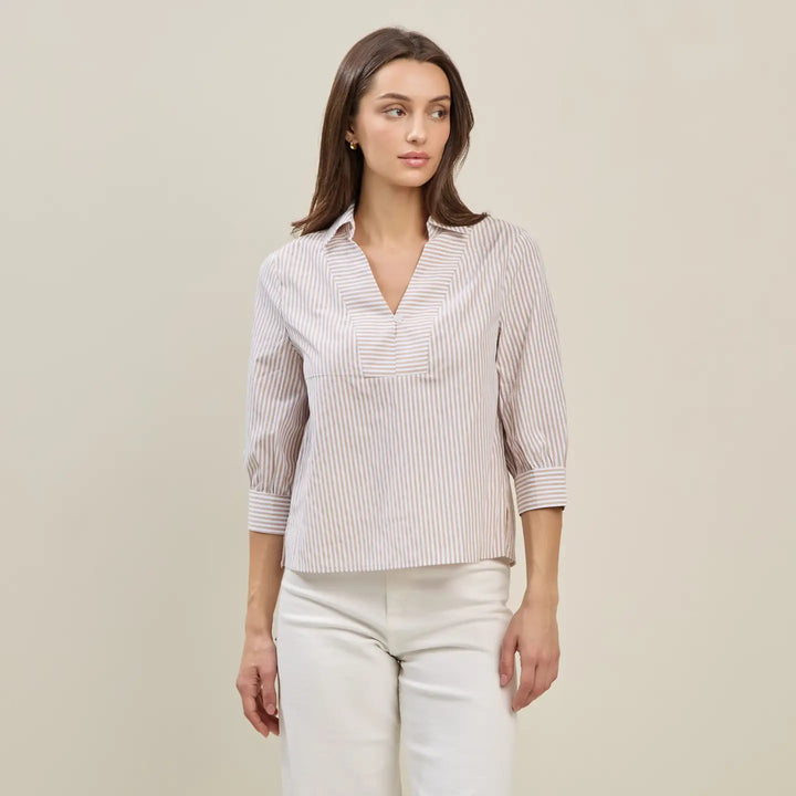 STRIPE 3/4 SLEEVE BLOUSE