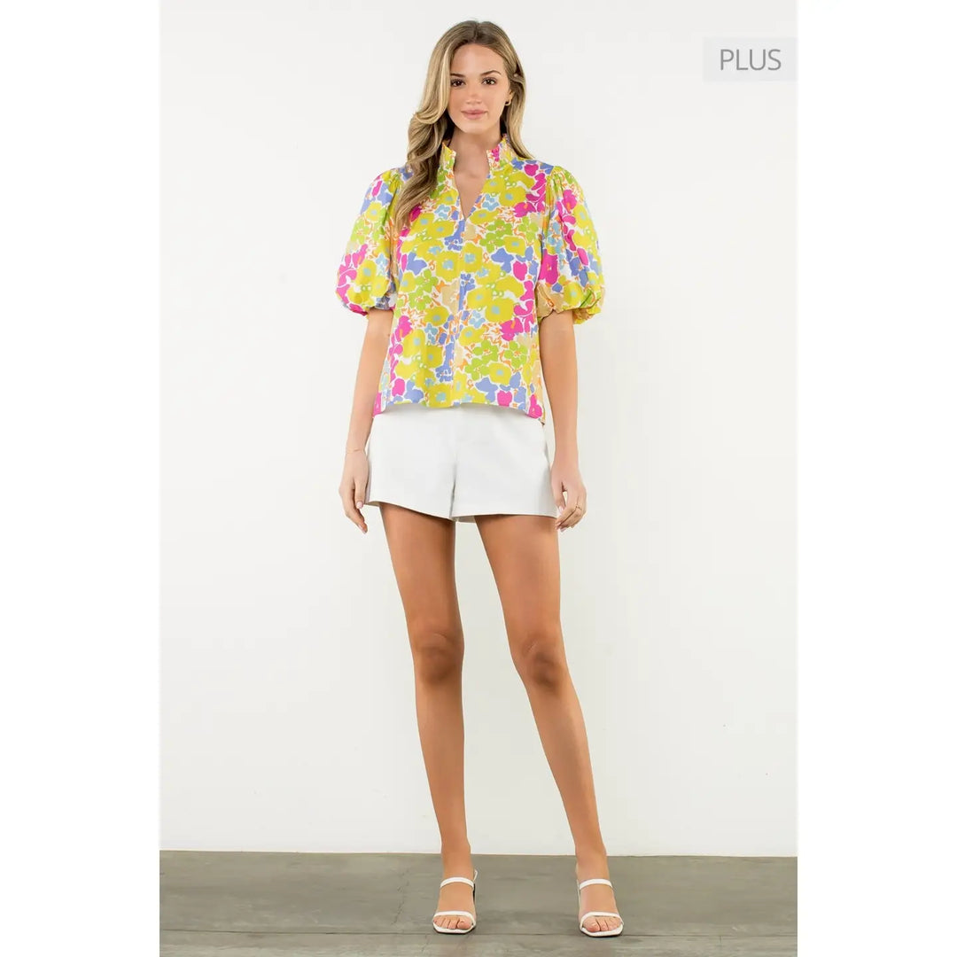 PUFF SLEEVE MULTI COLOR TOP