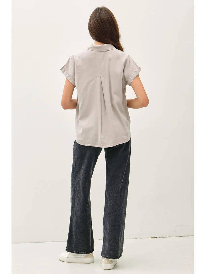 TENCEL DOLMAN SLEEVE BUTTON DOWN SHIRT