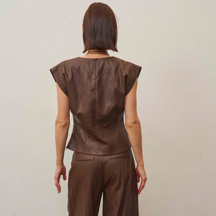 VEGAN LEATHER TOP &amp; PANTS SET