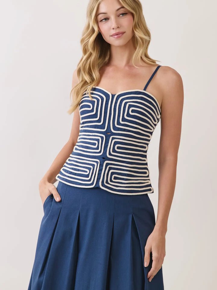 EMBROIDERED CORSET CAMI TOP