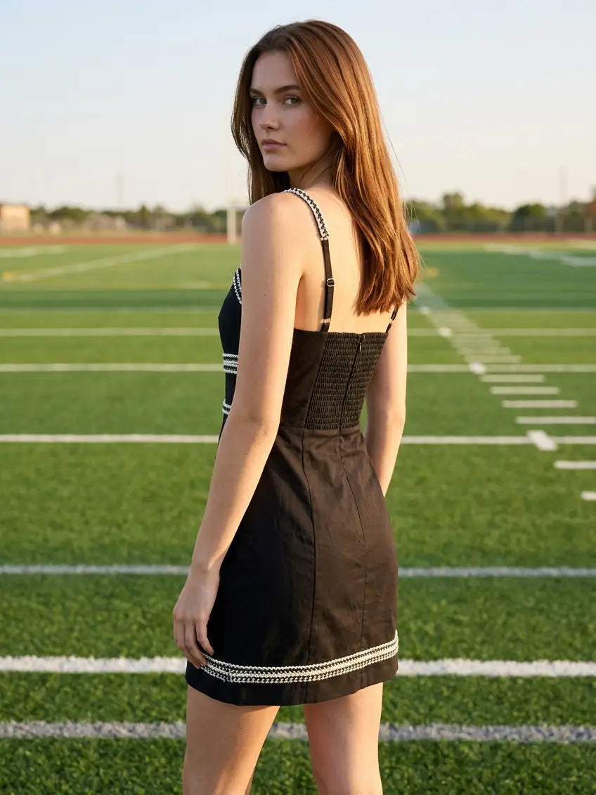 MINI DRESS WITH CONTRAST TRIM TAPE