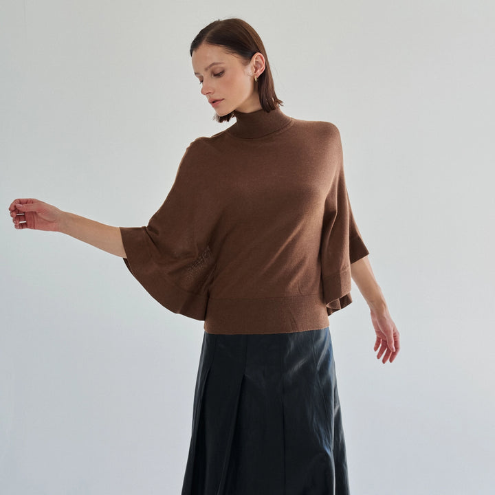 TURTLENECK HALF SLEEVE SWEATER