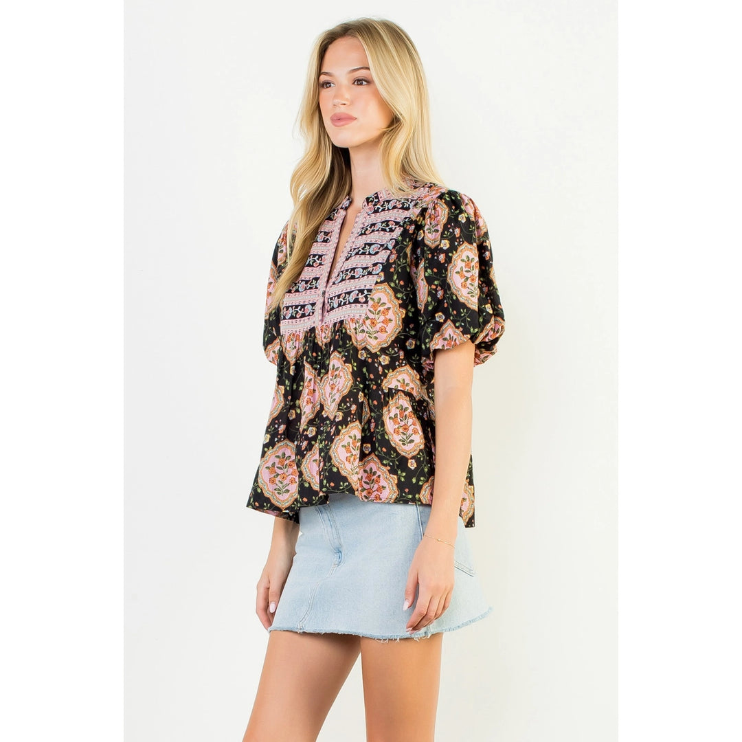 PUFF SLEEVE BABYDOLL FLORAL TOP