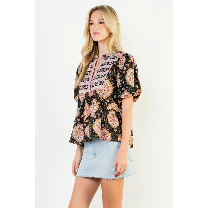 PUFF SLEEVE BABYDOLL FLORAL TOP