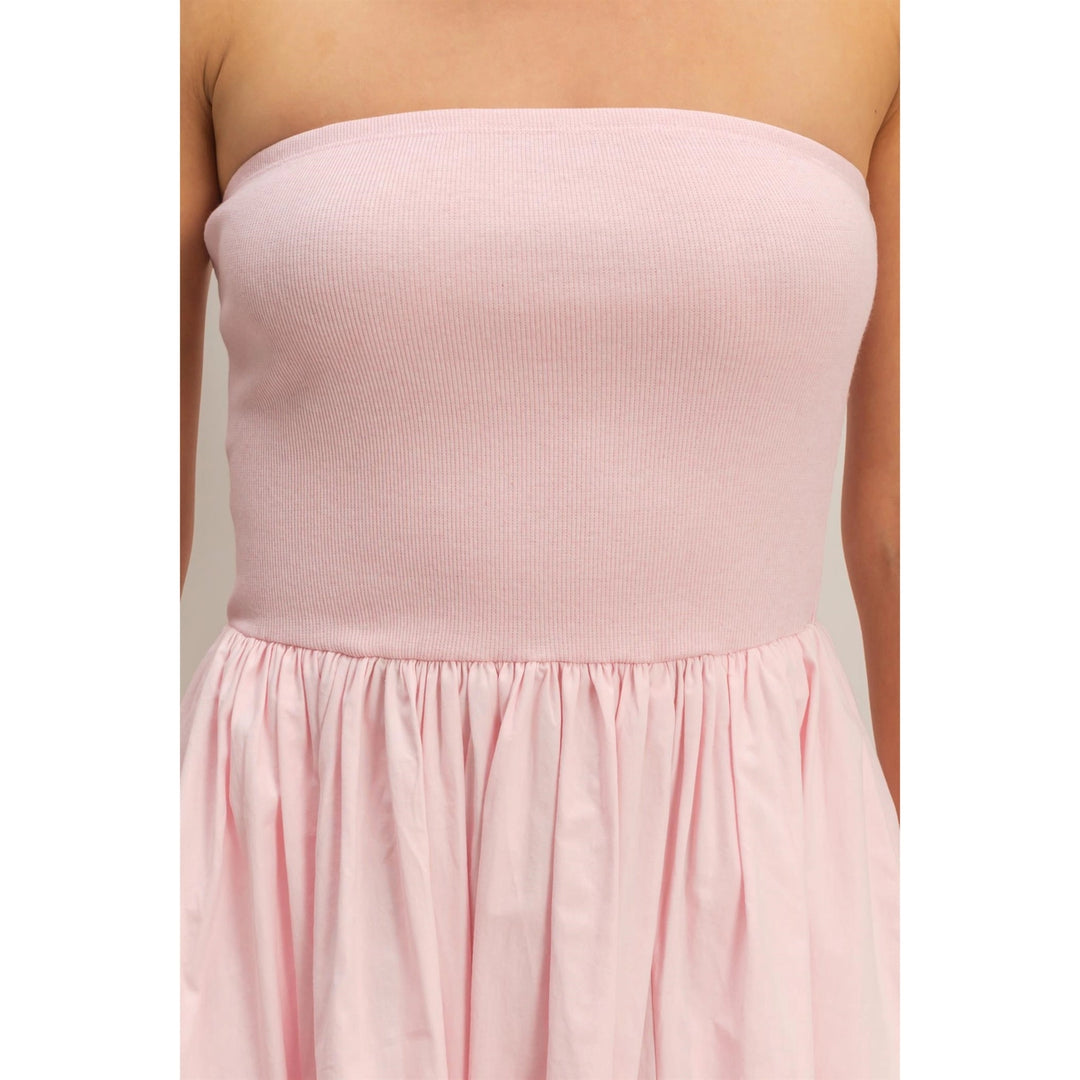 STRAPLESS FLOWY MINI DRESS - SOFT PINK / Large / DZ26C043 STRAPLESS FLOWY MINI DRESS - SOFT PINK / Large / DZ26C043