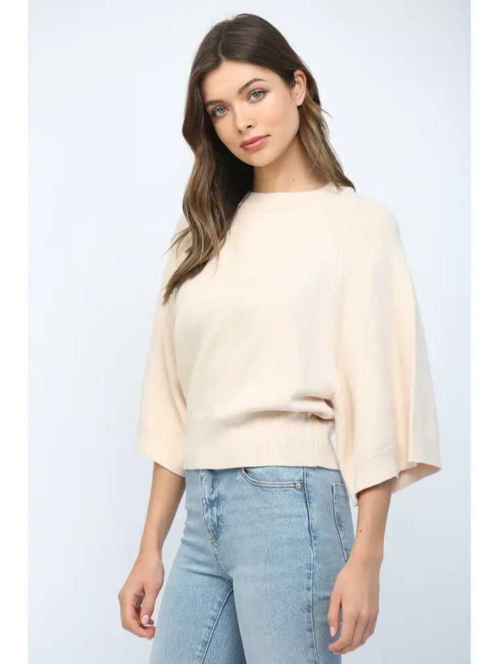 WIDE SLEEVE CREW NECK SWEATER