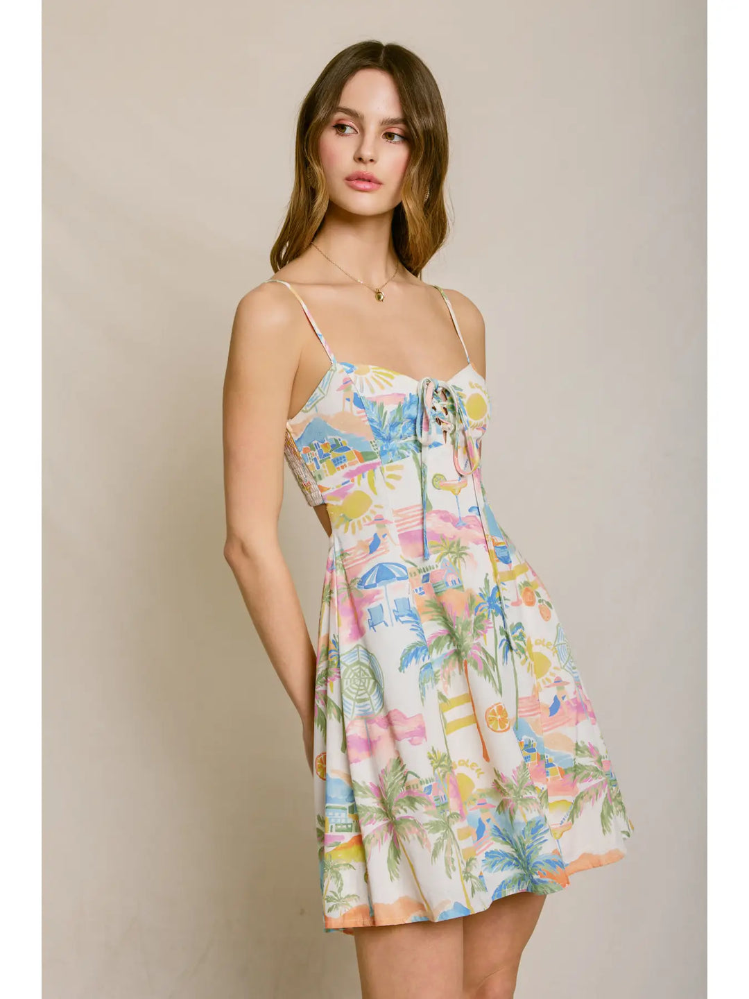 SUMMER SOMEWHERE CUTOUT DETAIL MINI DRESS