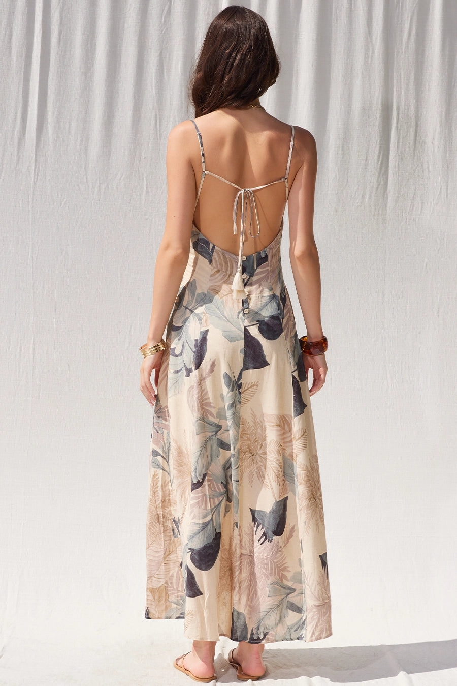 PRINTED OPEN BACK MAXI DRESS