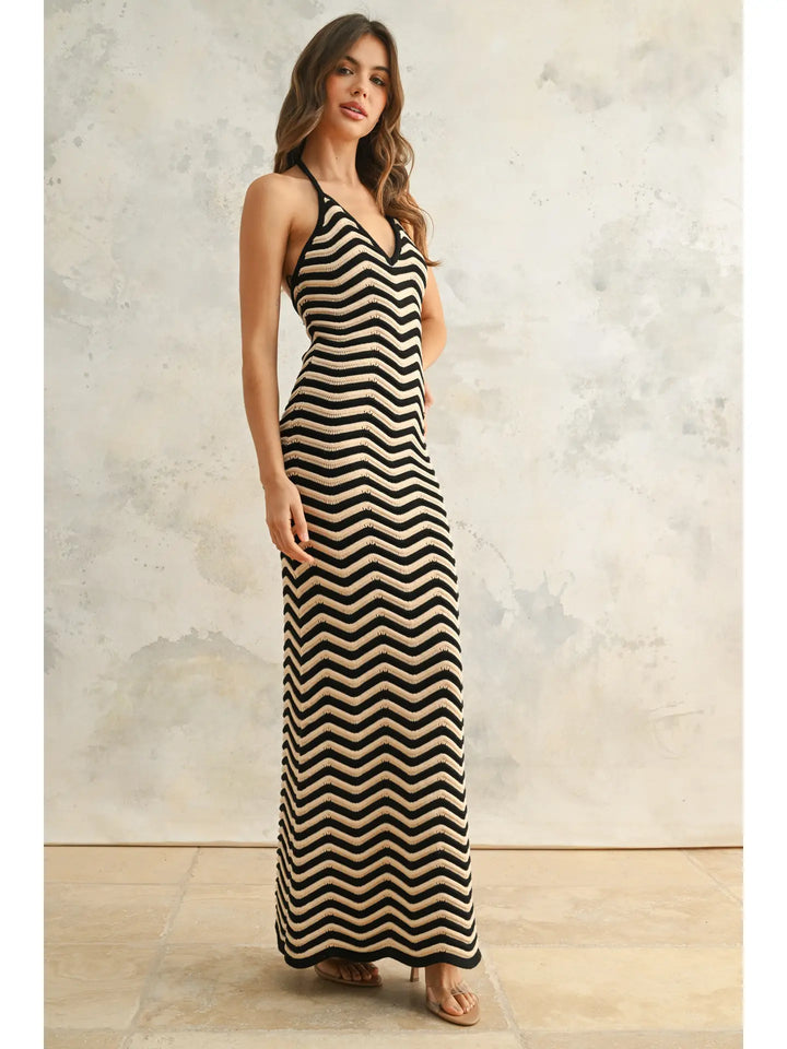 COLOR COMBO KNITTED DRESS