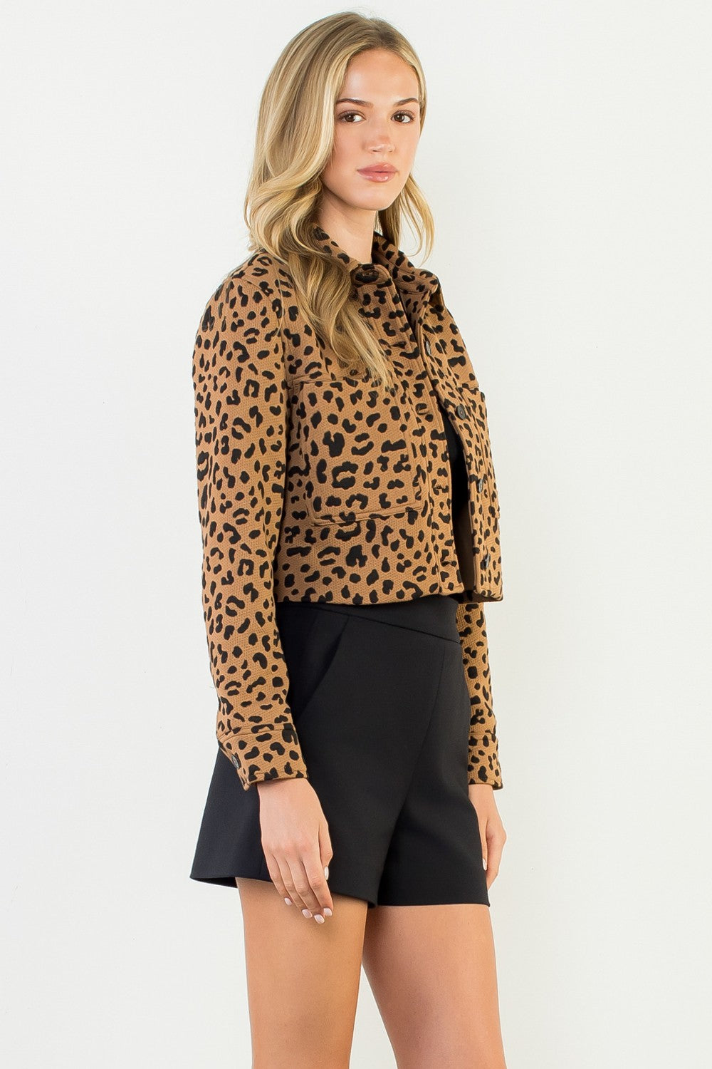 CHEETAH PRINT CROPPED JACKET