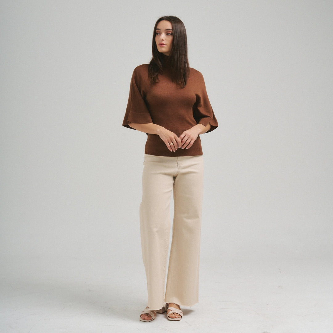TURTLENECK HALF SLEEVE SWEATER