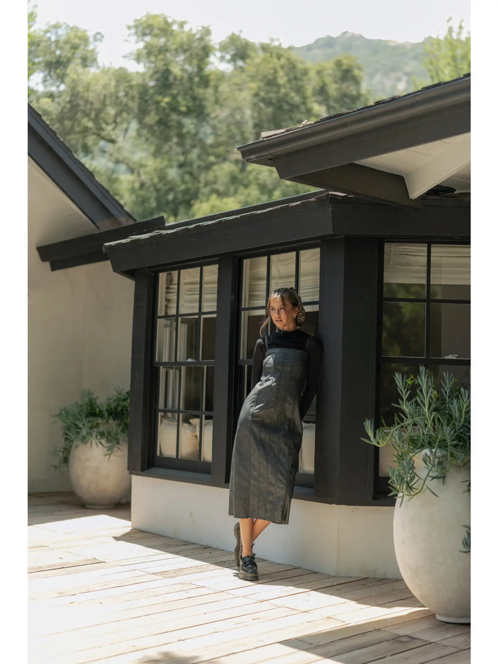 MINERAL WASH EFFECT PU DRESS