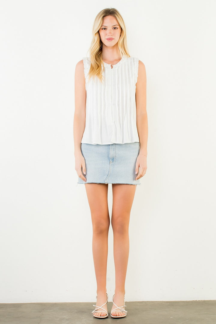 SLEEVELESS RUFFLE DETAIL TOP