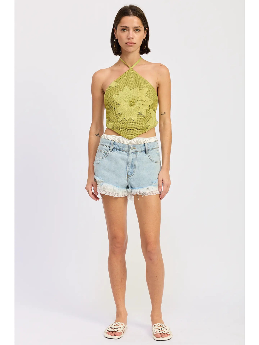 MIX MEDIA DENIM SHORTS