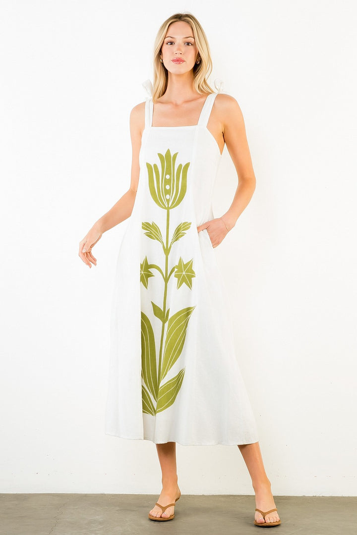 TIE STRAP MIDI DRESS