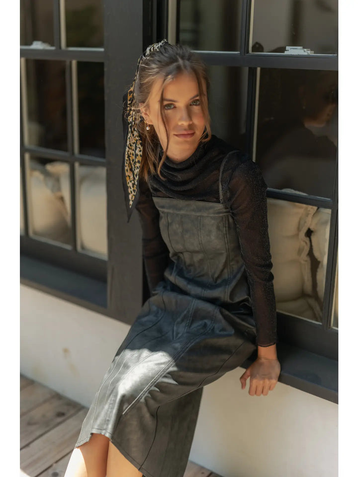 MINERAL WASH EFFECT PU DRESS