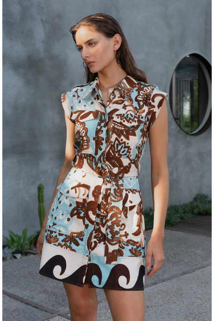 FAY PRINTED SLEEVELESS MINI DRESS