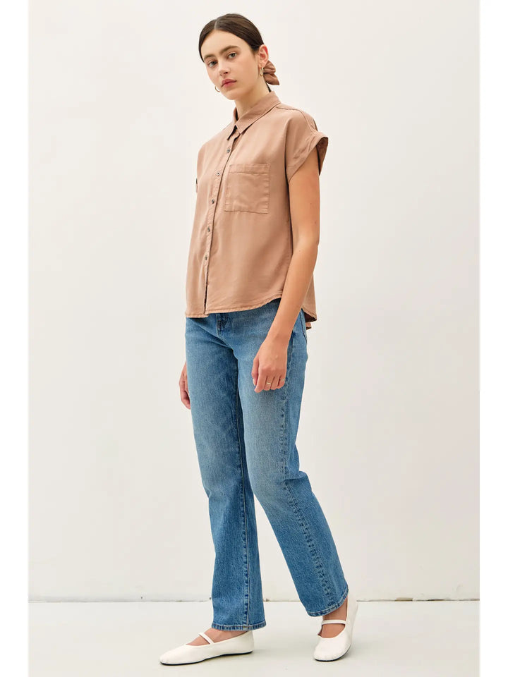 TENCEL DOLMAN SLEEVE BUTTON DOWN SHIRT