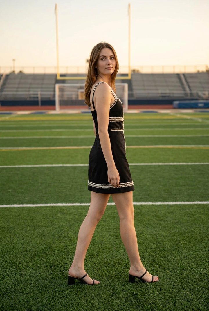 MINI DRESS WITH CONTRAST TRIM TAPE